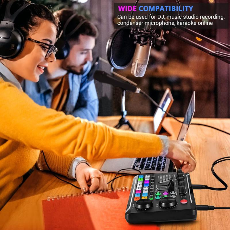 F998 Podcast Equipment Bundle,Wireless Bluetooth Audio Live Sound Card and BM800 Microphone Set,Wired Recording,Broadcasting Smartphone Live Streaming