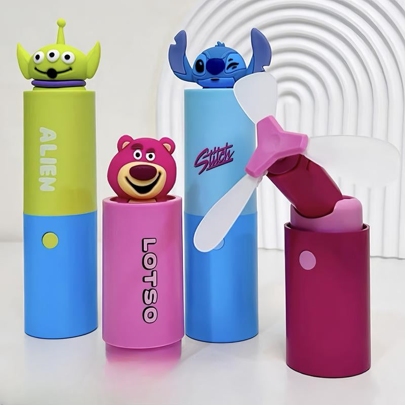 Disney Outdoor Portable Handheld Fan Desktop Mini Quiet Charging round Tube Foldable Small Fan for Stitch the Fan