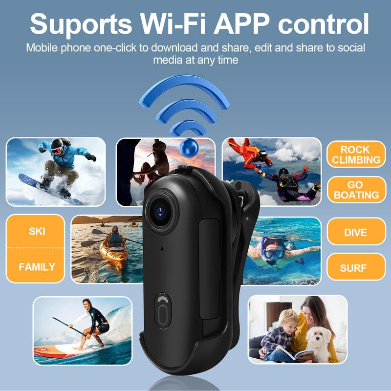128GB 4K Thumb Action Camera, Thumb POV Portable Body Cam, Tiny Size, Hands Free, Mount Anywhere Magnetic Sport DV, Bike Cycling, Pet, Vlogging Water Proof