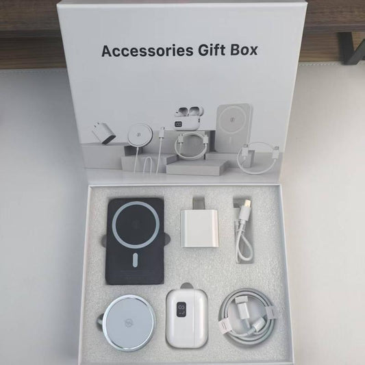 ARTCYBER 6-In-1 Integrated Charging & Audio Support Kit – All-In-One Portable Device with Magnetic Power Bank, Wireless Charger, Type-C Cable & Adapter