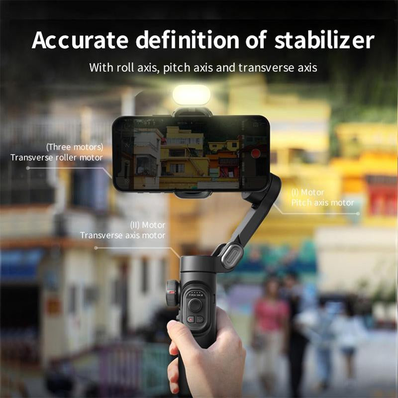 AOCHUAN 3 Axis Anti-Shake Shooting Selfie Tripod Gimbal Stabilizer, AI Face Tracking , 360° Rotation, Bluetooth Handheld Wheel Cellphone Magnetic Smartphone