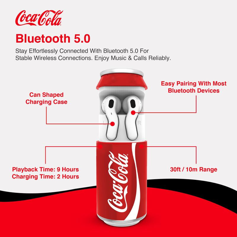 Coca-Cola Wireless Earbuds with Beverage Can-Inspired Charging Case