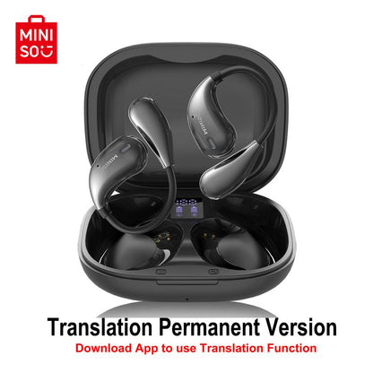 MINISO X33 AI Translation Earbuds - Wireless Bluetooth 5.4 with APP Support, 134 Languages Translation, Flexible Earhook Design, Waterproof Hi-Fi Stereo, Sweatproof for Sports, Compatible with iPhone and Android