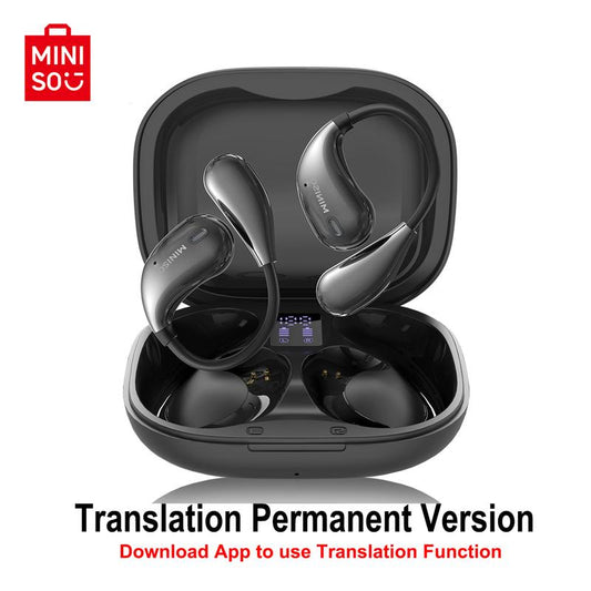 MINISO X33 AI Translation Earbuds - Wireless Bluetooth 5.4 with APP Support, 134 Languages Translation, Flexible Earhook Design, Waterproof Hi-Fi Stereo, Sweatproof for Sports, Compatible with iPhone and Android