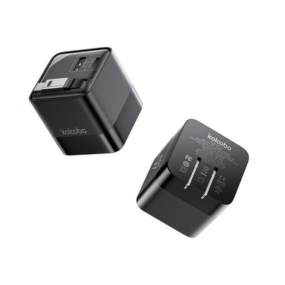 Koloobo 65W 3-In-1 Gan Wall-Mounted Travel Charger,Power Display,Overcharge Protection,Equipped with a Retractable Type-C Fast Charging Cable and Two Ports,Applicable for Fast Charging of Electronic Products like Macbook,Iphone 15/16,Samsung Smartphones