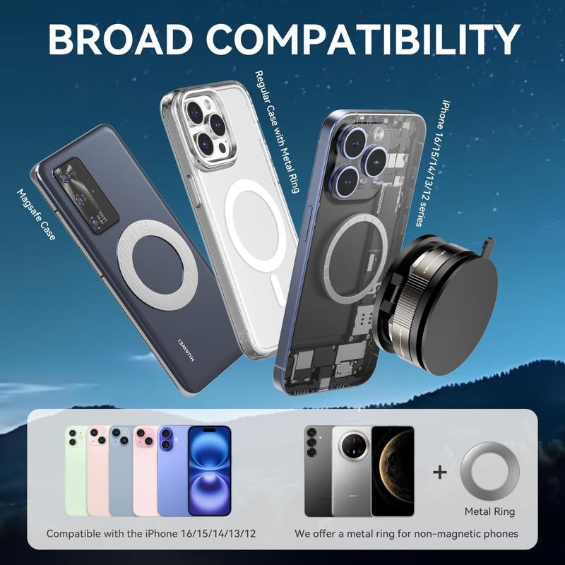 Portble Phone Hoder,For Magsafe Car Mount 360° Rotation Magnetic Adjustable Dashboard Windshield Vacuum Suction Bracket Foldable Stand for Iphone 16E 16 Pro 15 plus 14 13