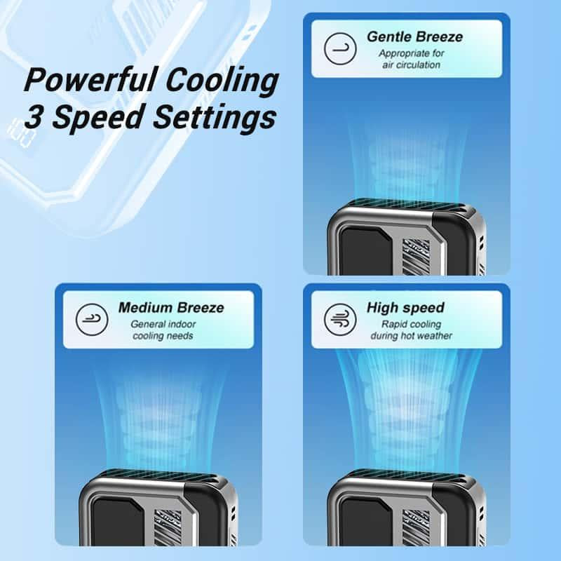 Portable Neck/Desk Fan W/10Hr AC Airflow | 3-Speed USB Rechargeable Cooler | Camping/Office/Outdoor Use | Summer Essential