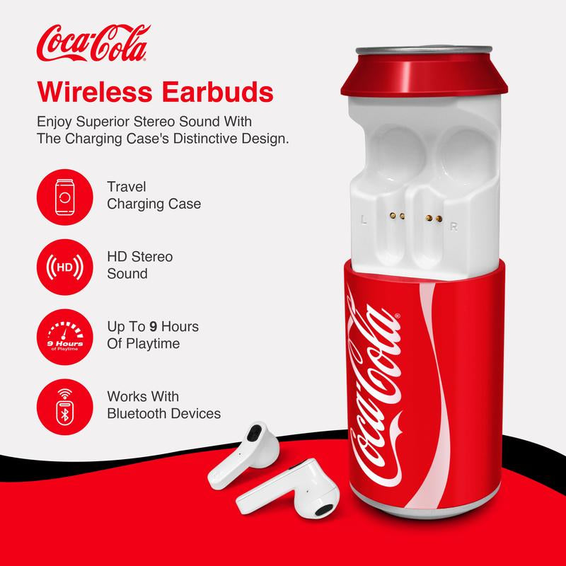 Coca-Cola Wireless Earbuds with Beverage Can-Inspired Charging Case