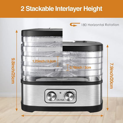OSTBA Food Dehydrator with Recipe Book, Bpa-Free Dehydrator for Food and Jerky, Fruits, Herbs, Veggies, Temperature Control Electric Food Dryer Machine, 5 Trays Dishwasher Safe