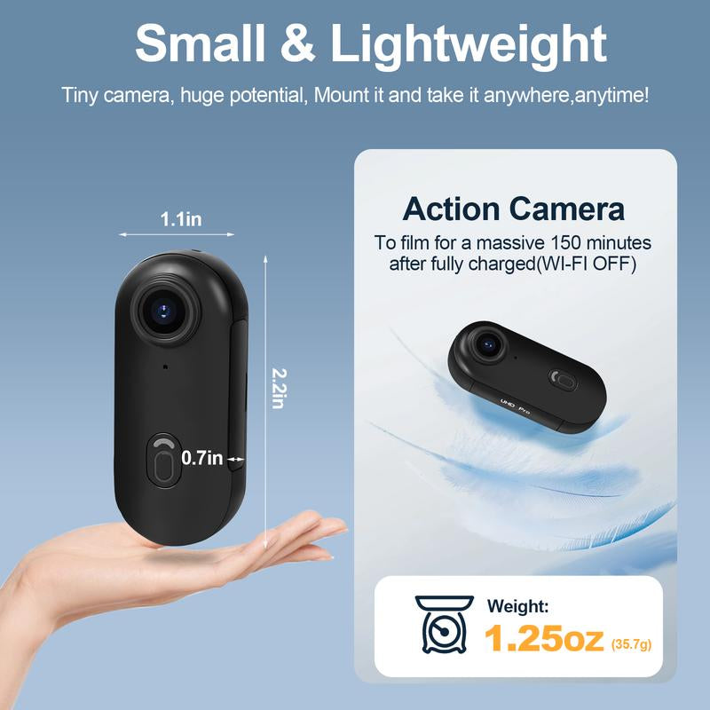 128GB 4K Thumb Action Camera, Thumb POV Portable Body Cam, Tiny Size, Hands Free, Mount Anywhere Magnetic Sport DV, Bike Cycling, Pet, Vlogging Water Proof