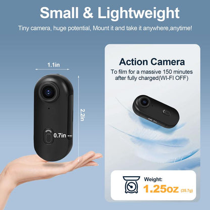 128GB 4K Thumb Action Camera, Thumb POV Portable Body Cam, Tiny Size, Hands Free, Mount Anywhere Magnetic Sport DV, Bike Cycling, Pet, Vlogging Water Proof