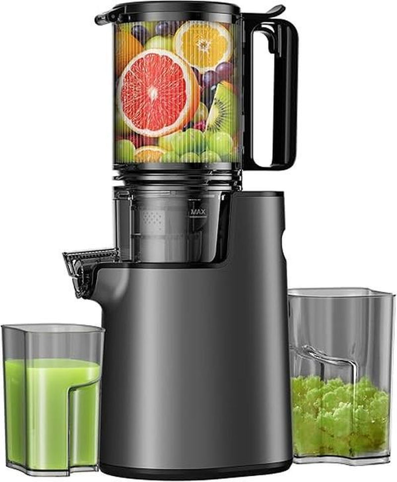 Cold Press Juicer,Slow Masticating Juicer Machines,350W Juice Extractor Machine,5.3" Large Bore Feed Chute Fit Whole Vegetables and Fruits,Easy to Clean Juicer，Thanksgiving Gift Giving