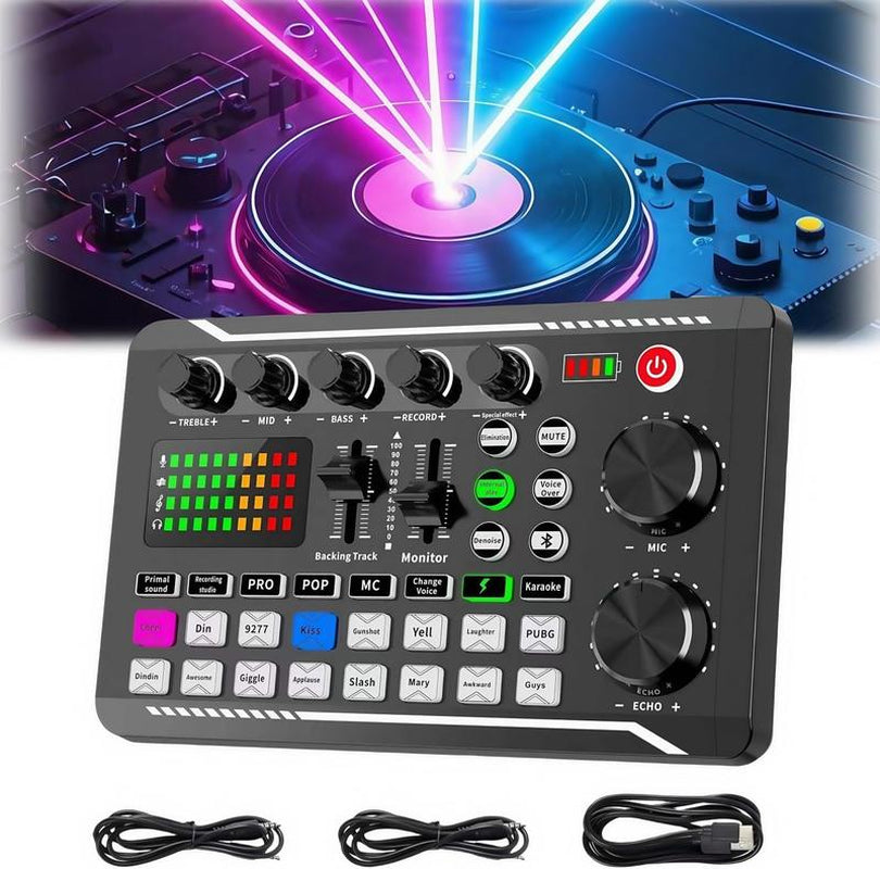 F998 Podcast Equipment Bundle,Wireless Bluetooth Audio Live Sound Card and BM800 Microphone Set,Wired Recording,Broadcasting Smartphone Live Streaming