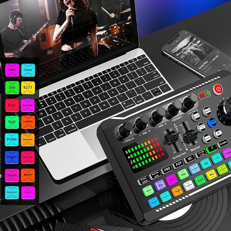 F998 Podcast Equipment Bundle,Wireless Bluetooth Audio Live Sound Card and BM800 Microphone Set,Wired Recording,Broadcasting Smartphone Live Streaming