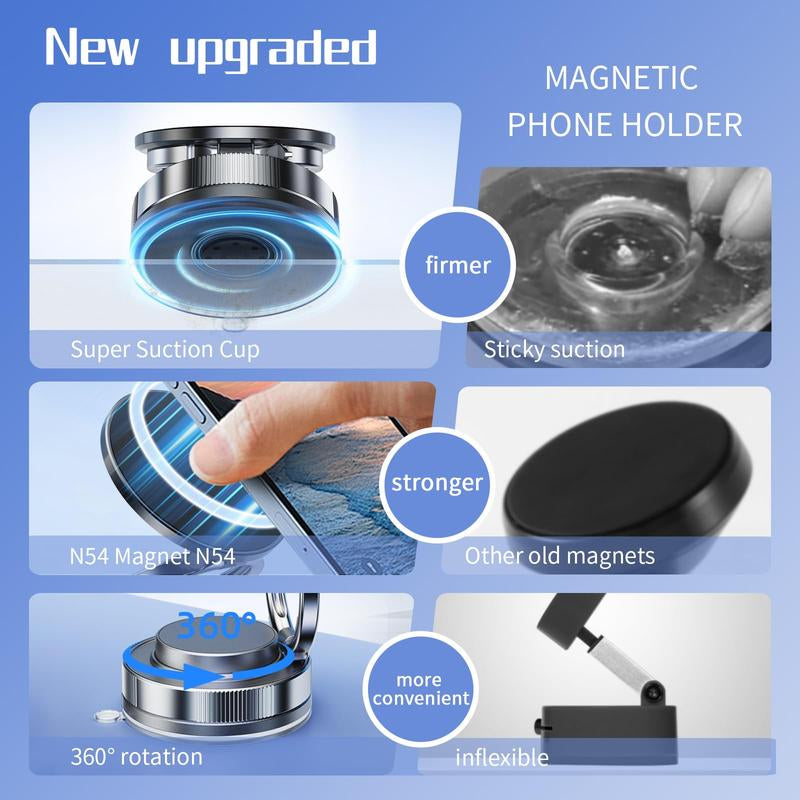 Portble Phone Hoder,For Magsafe Car Mount 360° Rotation Magnetic Adjustable Dashboard Windshield Vacuum Suction Bracket Foldable Stand for Iphone 16E 16 Pro 15 plus 14 13