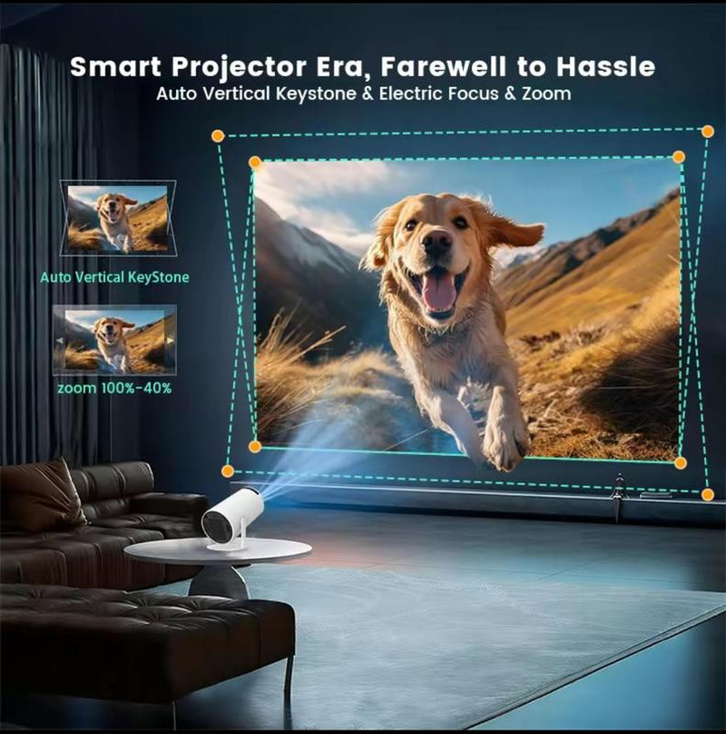 Android 11 Portable Projector with Dual Wifi6, 1080P, 1280X720P, Audio, 1PC for Home Theater and Outdoor Use