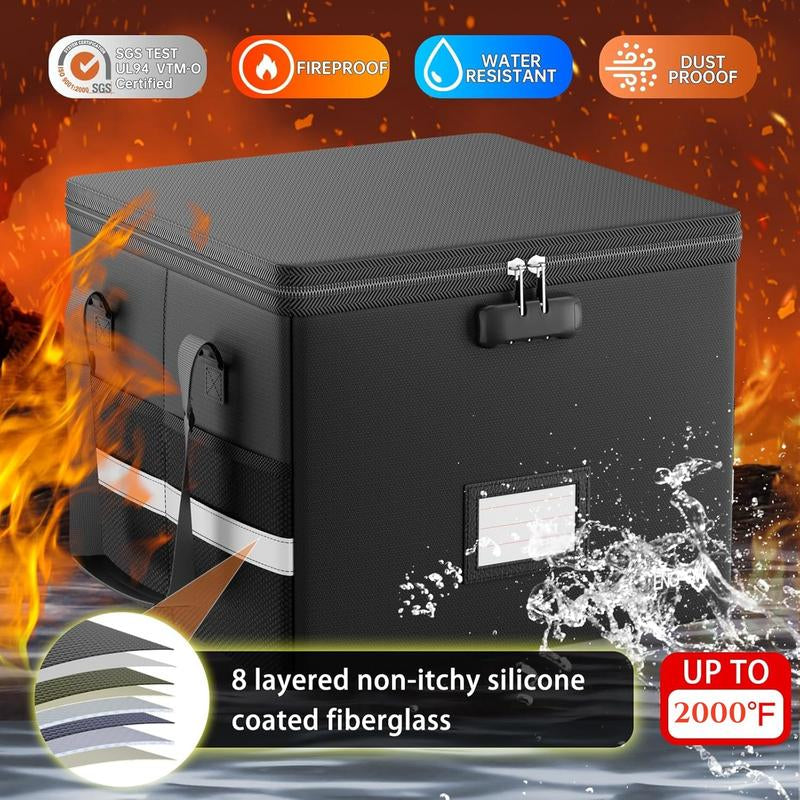 Rollforall File Box with Lock,Fireproof & Water-Resistant Locking File Box – Collapsible Organizer for Hanging Letter/Legal Folders