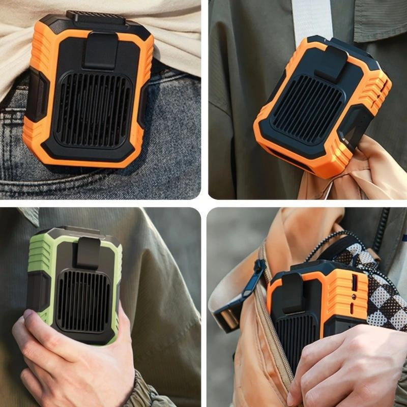 Personal Wearable Waist Fan with 4000mAh Power Bank, 3 Speed Settings, 5300RPM Airflow, 8-Hour Runtime, and LED Light - Ideal for Outdoor Activities, Job Sites, and Travel