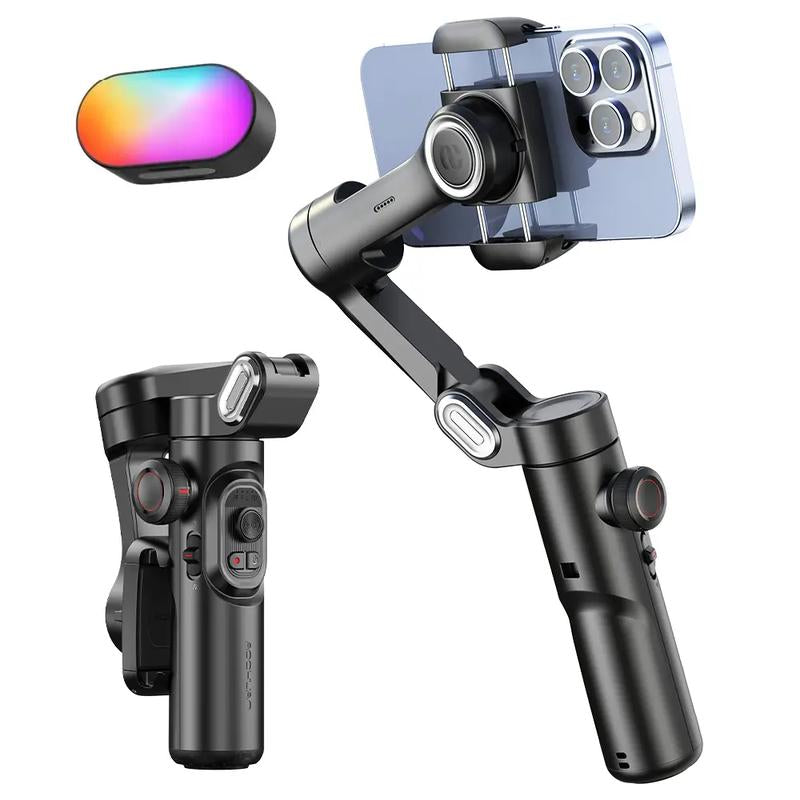 AOCHUAN 3 Axis Anti-Shake Shooting Selfie Tripod Gimbal Stabilizer, AI Face Tracking , 360° Rotation, Bluetooth Handheld Wheel Cellphone Magnetic Smartphone