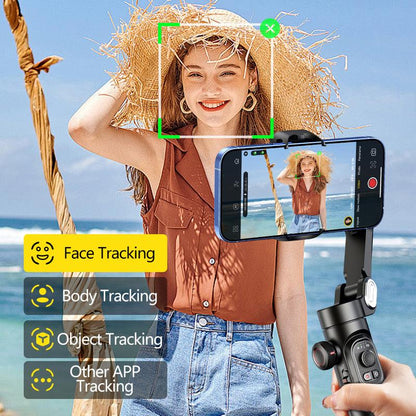 AOCHUAN 3 Axis Anti-Shake Shooting Selfie Tripod Gimbal Stabilizer, AI Face Tracking , 360° Rotation, Bluetooth Handheld Wheel Cellphone Magnetic Smartphone