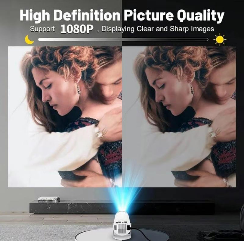 Android 11 Portable Projector with Dual Wifi6, 1080P, 1280X720P, Audio, 1PC for Home Theater and Outdoor Use