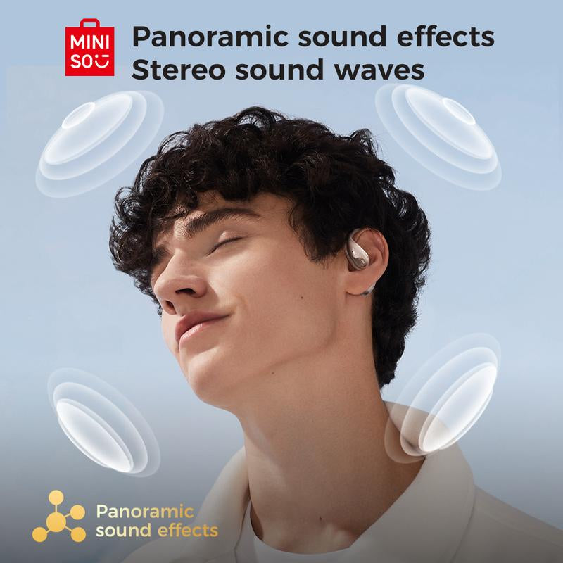 MINISO X33 AI Translation Earbuds - Wireless Bluetooth 5.4 with APP Support, 134 Languages Translation, Flexible Earhook Design, Waterproof Hi-Fi Stereo, Sweatproof for Sports, Compatible with iPhone and Android