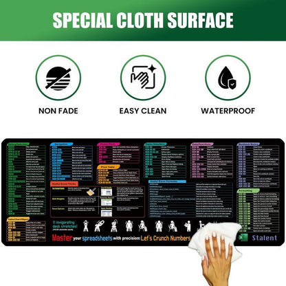 Excel Cheat Sheet Desk Mat, Large 27.5"X11.8" Excel Keyboard Shortcut Mouse Pad, XL Extended Office PC Gaming Mat/Non-Slip Employee Appreciation Gifts Daily Notepad