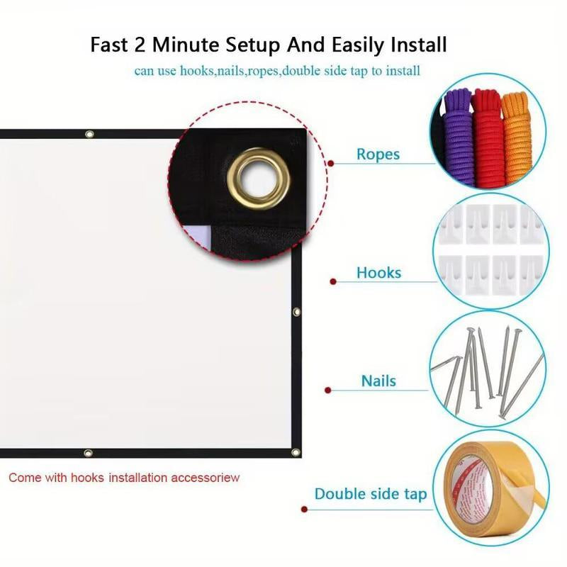 【Tiktok Top Seller】Portable Foldable Projector Screen, 1 Count Washable Projector Screen for Home Office Outdoor, Outdoor HD Projector Movie Screen, Office Accessories