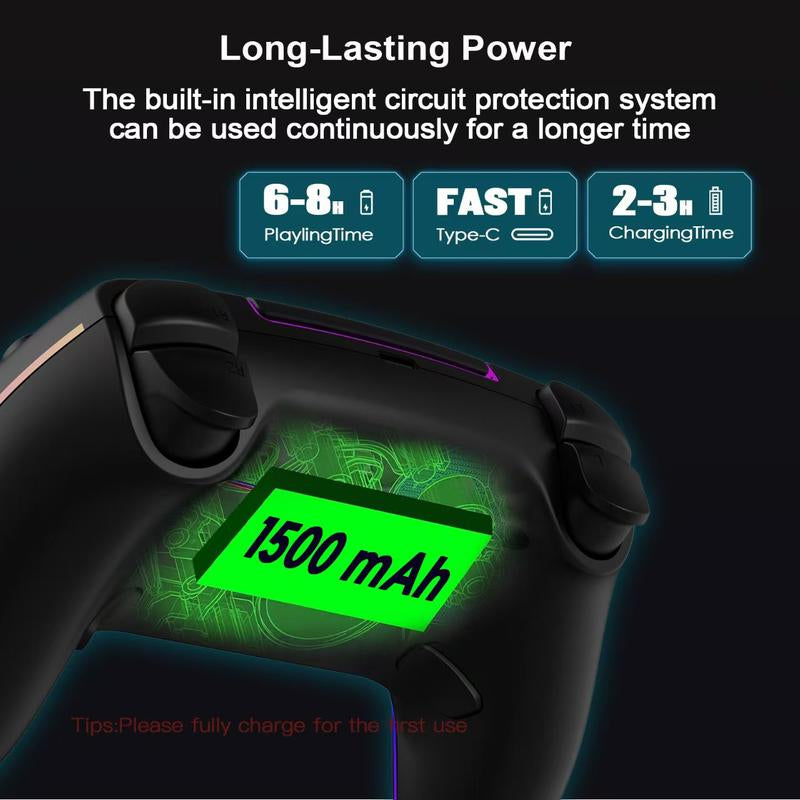 YUYIU PS5 Wireless Remote Control, with a 3.5Mm Audio Jack, Touchpad, Three-Axis Motion Control and Charging Cable Black Console