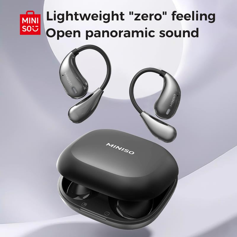 MINISO X33 AI Translation Earbuds - Wireless Bluetooth 5.4 with APP Support, 134 Languages Translation, Flexible Earhook Design, Waterproof Hi-Fi Stereo, Sweatproof for Sports, Compatible with iPhone and Android