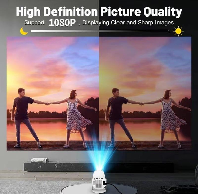 Android 11 Portable Projector with Dual Wifi6, 1080P, 1280X720P, Audio, 1PC for Home Theater and Outdoor Use