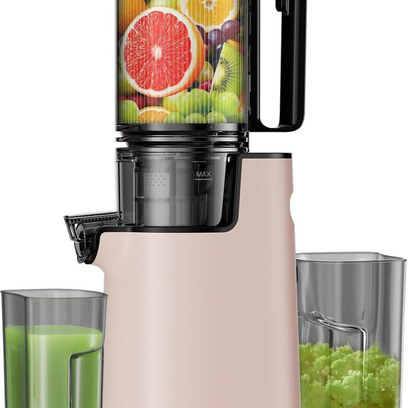 Cold Press Juicer,Slow Masticating Juicer Machines,350W Juice Extractor Machine,5.3" Large Bore Feed Chute Fit Whole Vegetables and Fruits,Easy to Clean Juicer，Thanksgiving Gift Giving