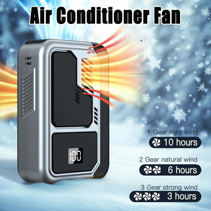 Portable Neck/Desk Fan W/10Hr AC Airflow | 3-Speed USB Rechargeable Cooler | Camping/Office/Outdoor Use | Summer Essential