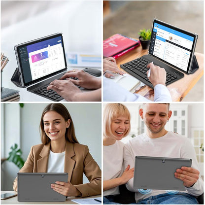 Tablet 10.1 Inch Android 14, 2 in 1 Portable Device with Keyboard, Mouse, Case, Stylus, 64GB ROM, 5+8MP Dual Camera, for Mother'S Day Gift