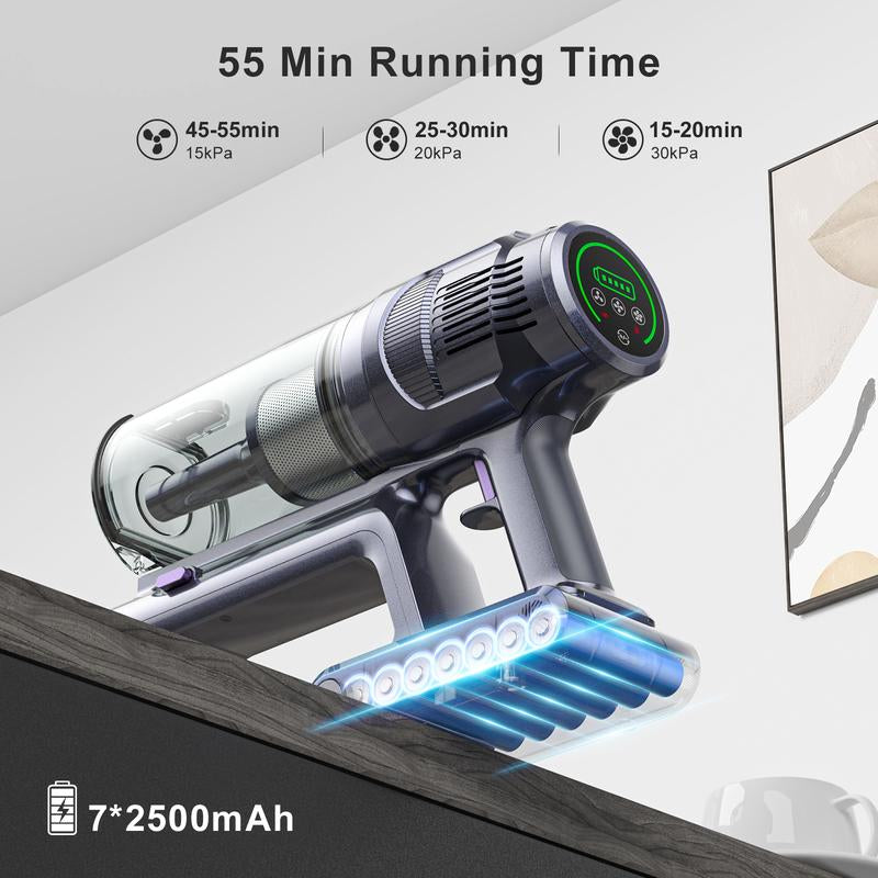 Lubluelu Cordless Vacuum Cleaner L7, Brushless Vacuum Cleaner with Touch Screen, up to 50 Mins Runtime, Lightweight Vacuum for Carpet, Home Hardwood Floor and Pet Hair