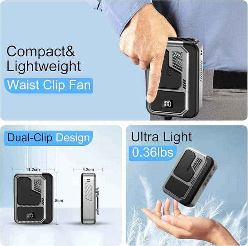 Portable Neck/Desk Fan W/10Hr AC Airflow | 3-Speed USB Rechargeable Cooler | Camping/Office/Outdoor Use | Summer Essential