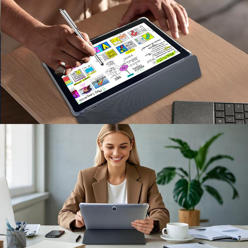 Tablet 10.1 Inch Android 14, 2 in 1 Portable Device with Keyboard, Mouse, Case, Stylus, 64GB ROM, 5+8MP Dual Camera, for Mother'S Day Gift