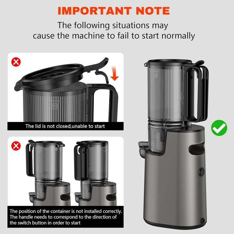 Cold Press Juicer,Slow Masticating Juicer Machines,350W Juice Extractor Machine,5.3" Large Bore Feed Chute Fit Whole Vegetables and Fruits,Easy to Clean Juicer，Thanksgiving Gift Giving