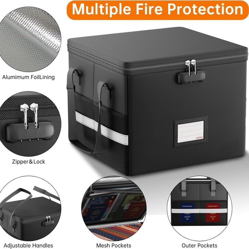 Rollforall File Box with Lock,Fireproof & Water-Resistant Locking File Box – Collapsible Organizer for Hanging Letter/Legal Folders