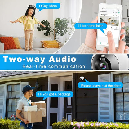 Litymol 2K Magnetic Wireless Window Security Camera with AI Motion Detection, Color Night Vision, Two-Way Audio, and Cloud Storage