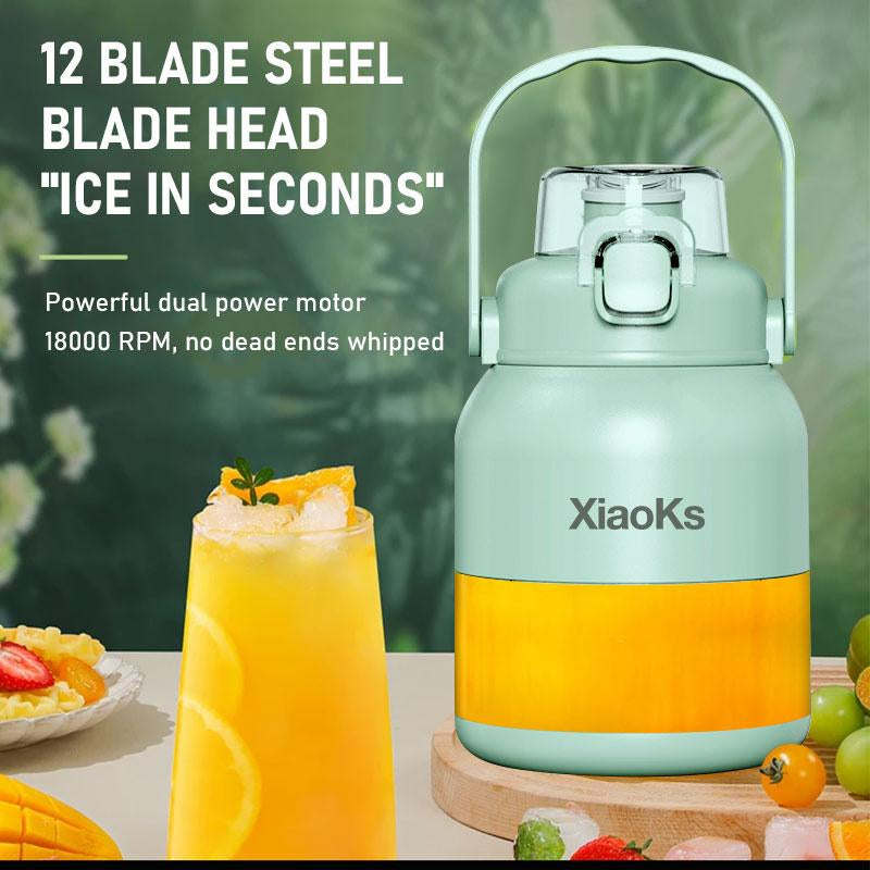 Xiaoks Bpa-Free Electric Portable Blender & Citrus Juicer, Personal Blender for Smoothies, Shakes, Food Prep & Frozen Blending, 17 Oz Cup, Straw, 2 Lids, USB-C Rechargeable, Dishwasher-Safe Parts, Healthy Juice for Gym, Travel & Kitchen