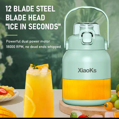 Xiaoks Bpa-Free Electric Portable Blender & Citrus Juicer, Personal Blender for Smoothies, Shakes, Food Prep & Frozen Blending, 17 Oz Cup, Straw, 2 Lids, USB-C Rechargeable, Dishwasher-Safe Parts, Healthy Juice for Gym, Travel & Kitchen