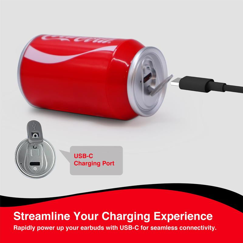 Coca-Cola Wireless Earbuds with Beverage Can-Inspired Charging Case