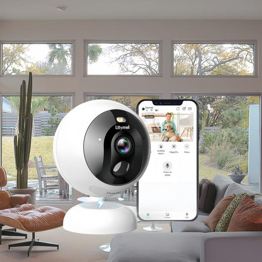 Litymol 2K Magnetic Wireless Window Security Camera with AI Motion Detection, Color Night Vision, Two-Way Audio, and Cloud Storage
