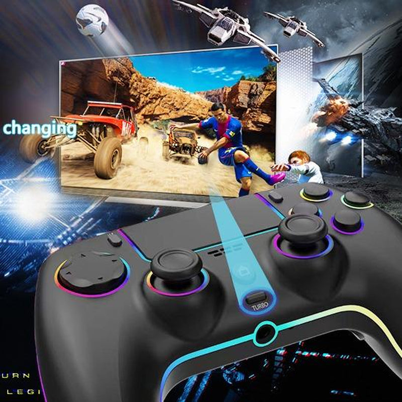 YUYIU PS5 Wireless Remote Control, with a 3.5Mm Audio Jack, Touchpad, Three-Axis Motion Control and Charging Cable Black Console