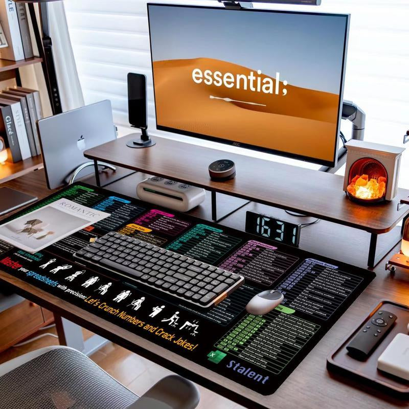Excel Cheat Sheet Desk Mat, Large 27.5"X11.8" Excel Keyboard Shortcut Mouse Pad, XL Extended Office PC Gaming Mat/Non-Slip Employee Appreciation Gifts Daily Notepad
