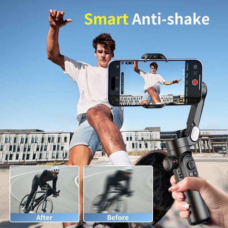 AOCHUAN 3 Axis Anti-Shake Shooting Selfie Tripod Gimbal Stabilizer, AI Face Tracking , 360° Rotation, Bluetooth Handheld Wheel Cellphone Magnetic Smartphone