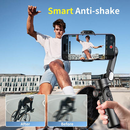 AOCHUAN 3 Axis Anti-Shake Shooting Selfie Tripod Gimbal Stabilizer, AI Face Tracking , 360° Rotation, Bluetooth Handheld Wheel Cellphone Magnetic Smartphone