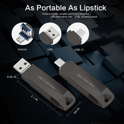 USB C Flash Drive 1TB Phone Photo Stick USB 3.0 Dual Memory Stick Data Storage for Android Phone,Pad Mac-Book Pro Tablets and Computers Black 1TB