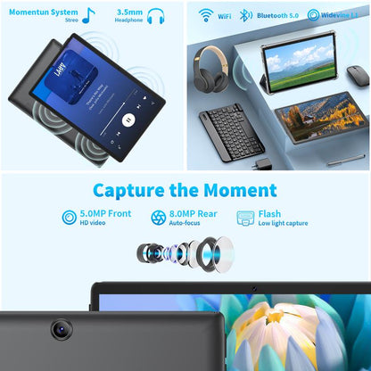 Tablet 10.1 Inch Android 14, 2 in 1 Portable Device with Keyboard, Mouse, Case, Stylus, 64GB ROM, 5+8MP Dual Camera, for Mother'S Day Gift